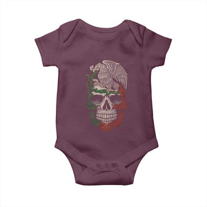 Mexico Coat of Arms Skull Baby Onesie Eagle Mexican Flag Mexico Heritage Roots TS10 Maroon Print Your Wear