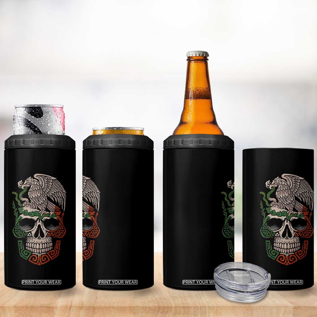 Mexico Coat of Arms Skull 4 in 1 Can Cooler Tumbler Eagle Mexican Flag Mexico Heritage Roots TS10 Print Your Wear