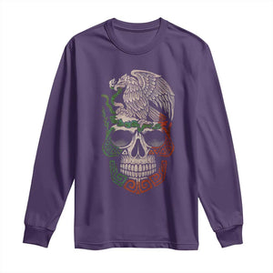 Mexico Coat of Arms Skull Long Sleeve Shirt Eagle Mexican Flag Mexico Heritage Roots TS10 Purple Print Your Wear