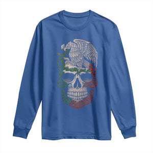 Mexico Coat of Arms Skull Long Sleeve Shirt Eagle Mexican Flag Mexico Heritage Roots TS10 Royal Blue Print Your Wear