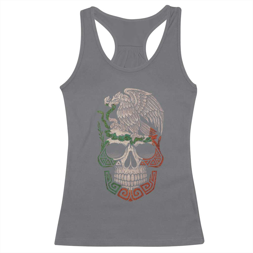 Mexico Coat of Arms Skull Racerback Tank Top Eagle Mexican Flag Mexico Heritage Roots TS10 Charcoal Print Your Wear