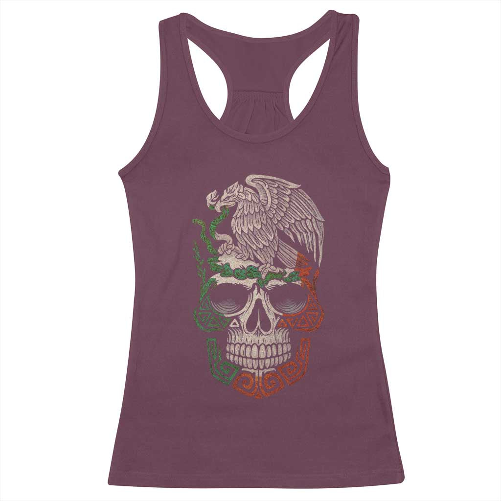 Mexico Coat of Arms Skull Racerback Tank Top Eagle Mexican Flag Mexico Heritage Roots TS10 Maroon Print Your Wear