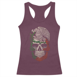 Mexico Coat of Arms Skull Racerback Tank Top Eagle Mexican Flag Mexico Heritage Roots TS10 Maroon Print Your Wear