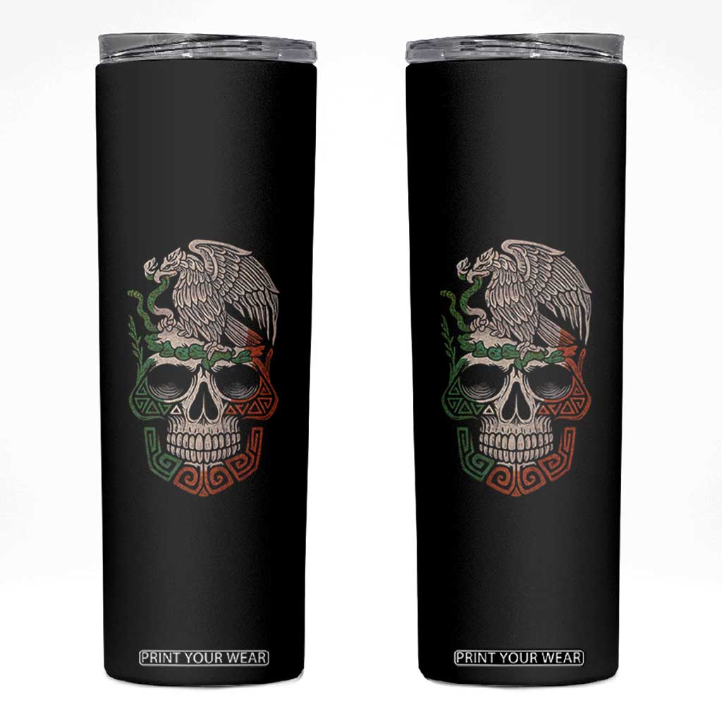 Mexico Coat of Arms Skull Skinny Tumbler Eagle Mexican Flag Mexico Heritage Roots TS10 Black Print Your Wear