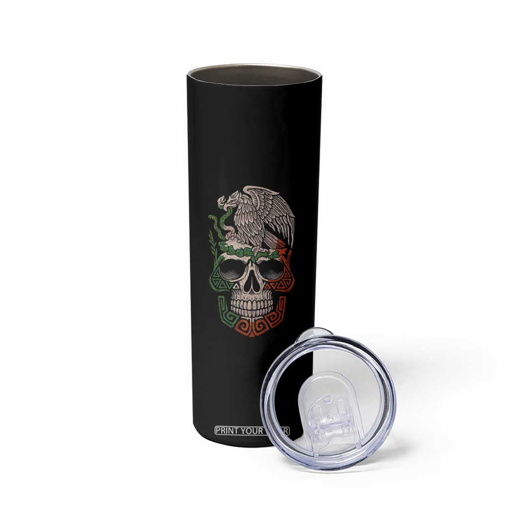 Mexico Coat of Arms Skull Skinny Tumbler Eagle Mexican Flag Mexico Heritage Roots TS10 Print Your Wear