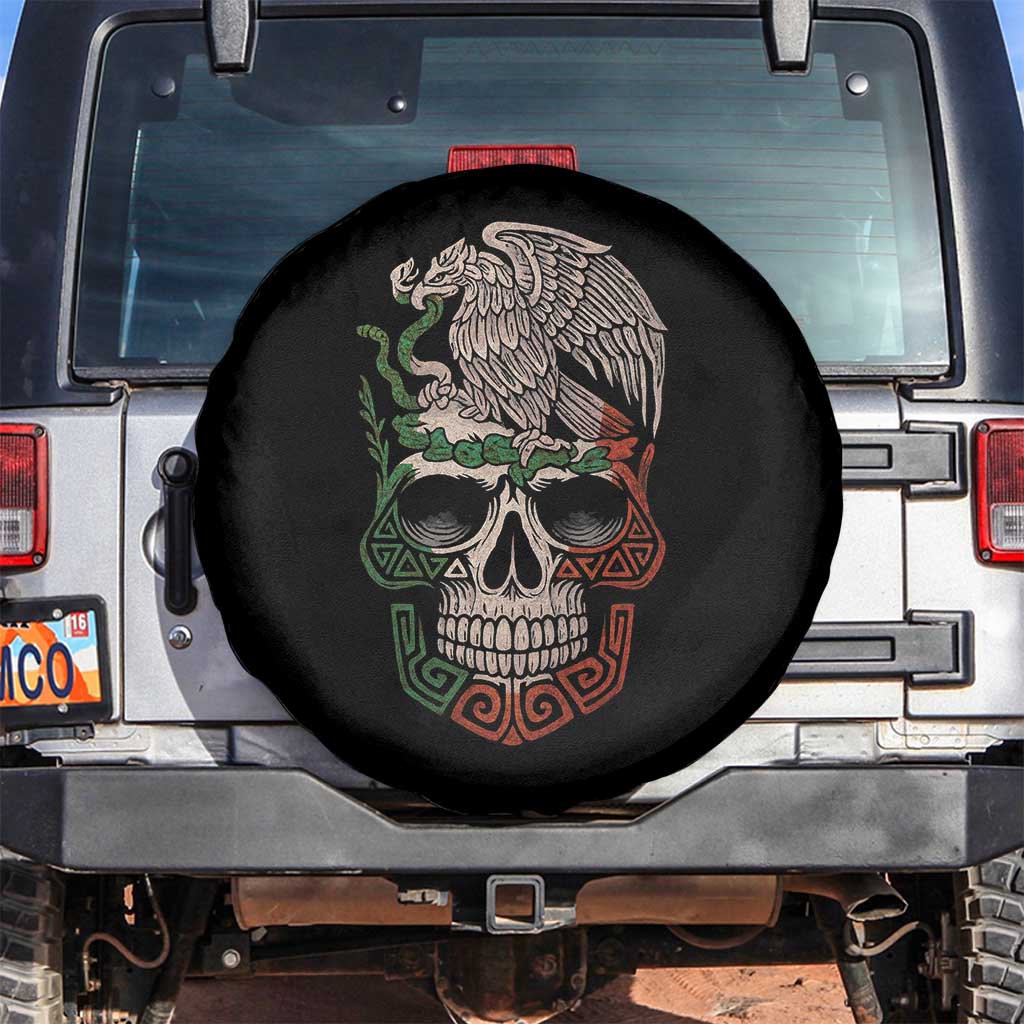 Mexico Coat of Arms Skull Spare Tire Cover Eagle Mexican Flag Mexico Heritage Roots TS10 No hole Black Print Your Wear