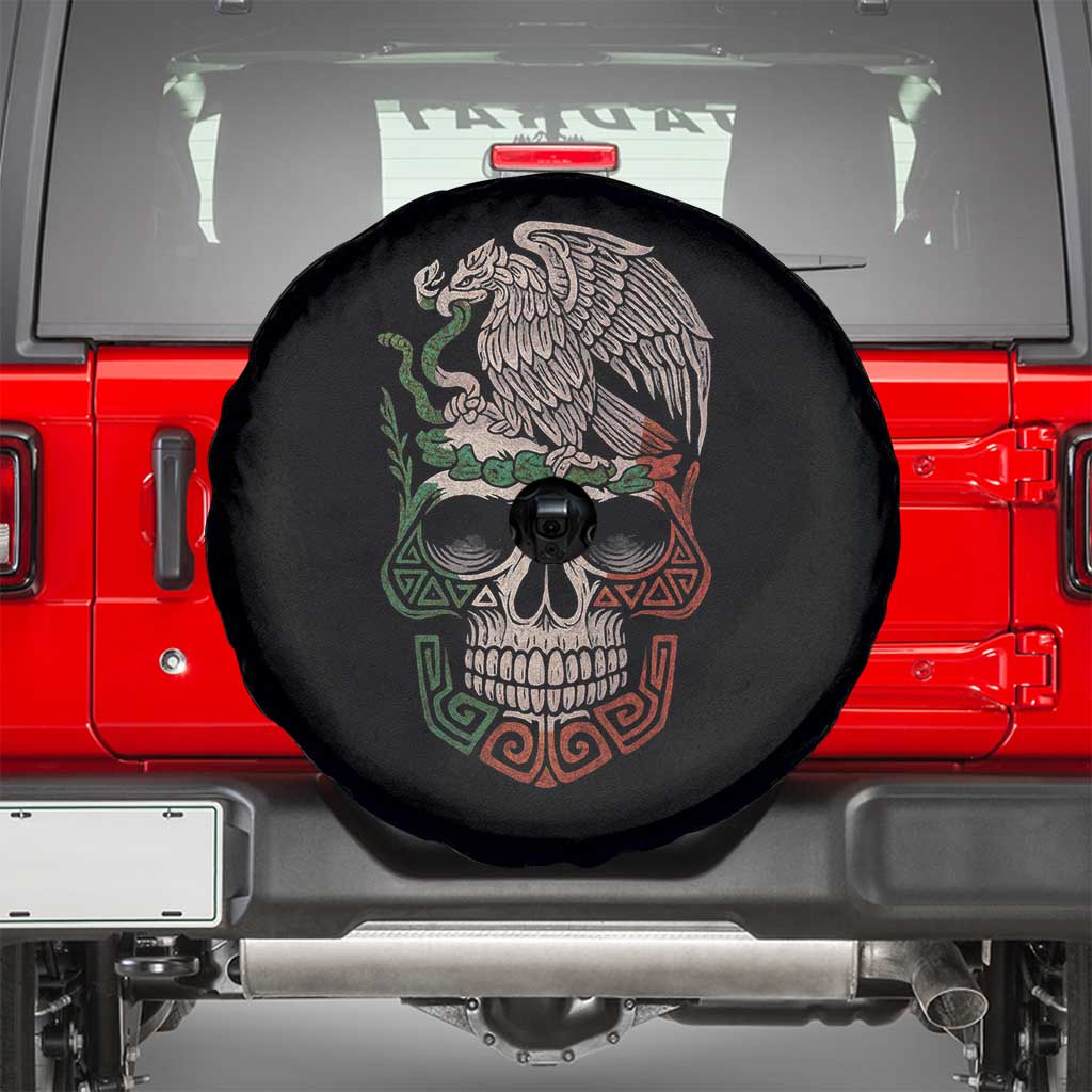 Mexico Coat of Arms Skull Spare Tire Cover Eagle Mexican Flag Mexico Heritage Roots TS10 Black Print Your Wear