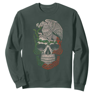 Mexico Coat of Arms Skull Sweatshirt Eagle Mexican Flag Mexico Heritage Roots TS10 Dark Forest Green Print Your Wear