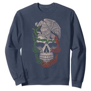 Mexico Coat of Arms Skull Sweatshirt Eagle Mexican Flag Mexico Heritage Roots TS10 Navy Print Your Wear