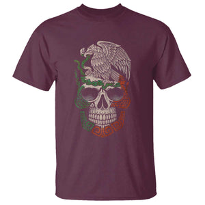 Mexico Coat of Arms Skull T Shirt Eagle Mexican Flag Mexico Heritage Roots TS10 Maroon Print Your Wear