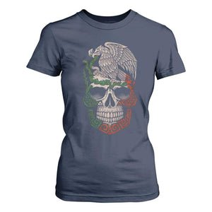 Mexico Coat of Arms Skull T Shirt For Women Eagle Mexican Flag Mexico Heritage Roots TS10 Navy Print Your Wear