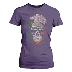 Mexico Coat of Arms Skull T Shirt For Women Eagle Mexican Flag Mexico Heritage Roots TS10 Purple Print Your Wear