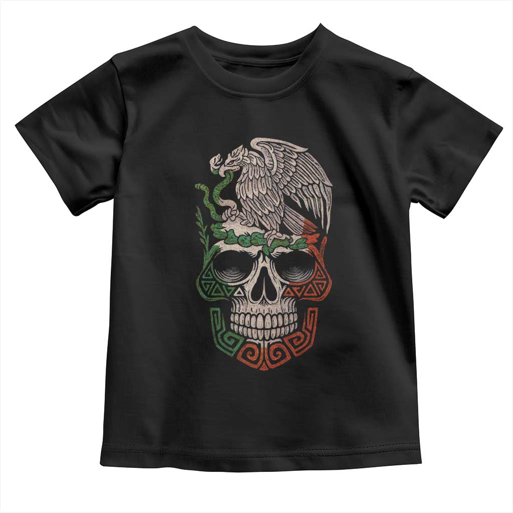Mexico Coat of Arms Skull Toddler T Shirt Eagle Mexican Flag Mexico Heritage Roots TS10 Black Print Your Wear