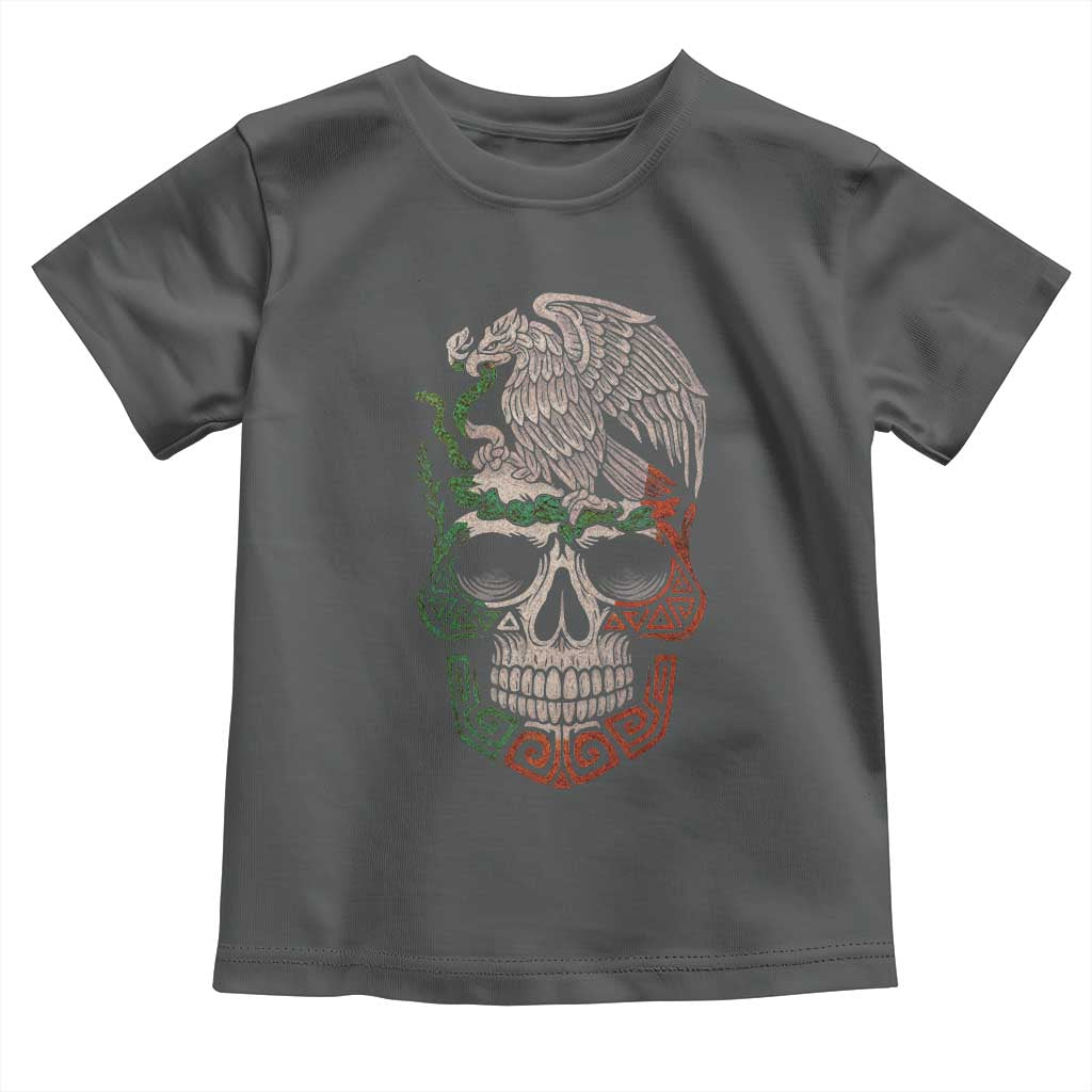 Mexico Coat of Arms Skull Toddler T Shirt Eagle Mexican Flag Mexico Heritage Roots TS10 Dark Heather Print Your Wear