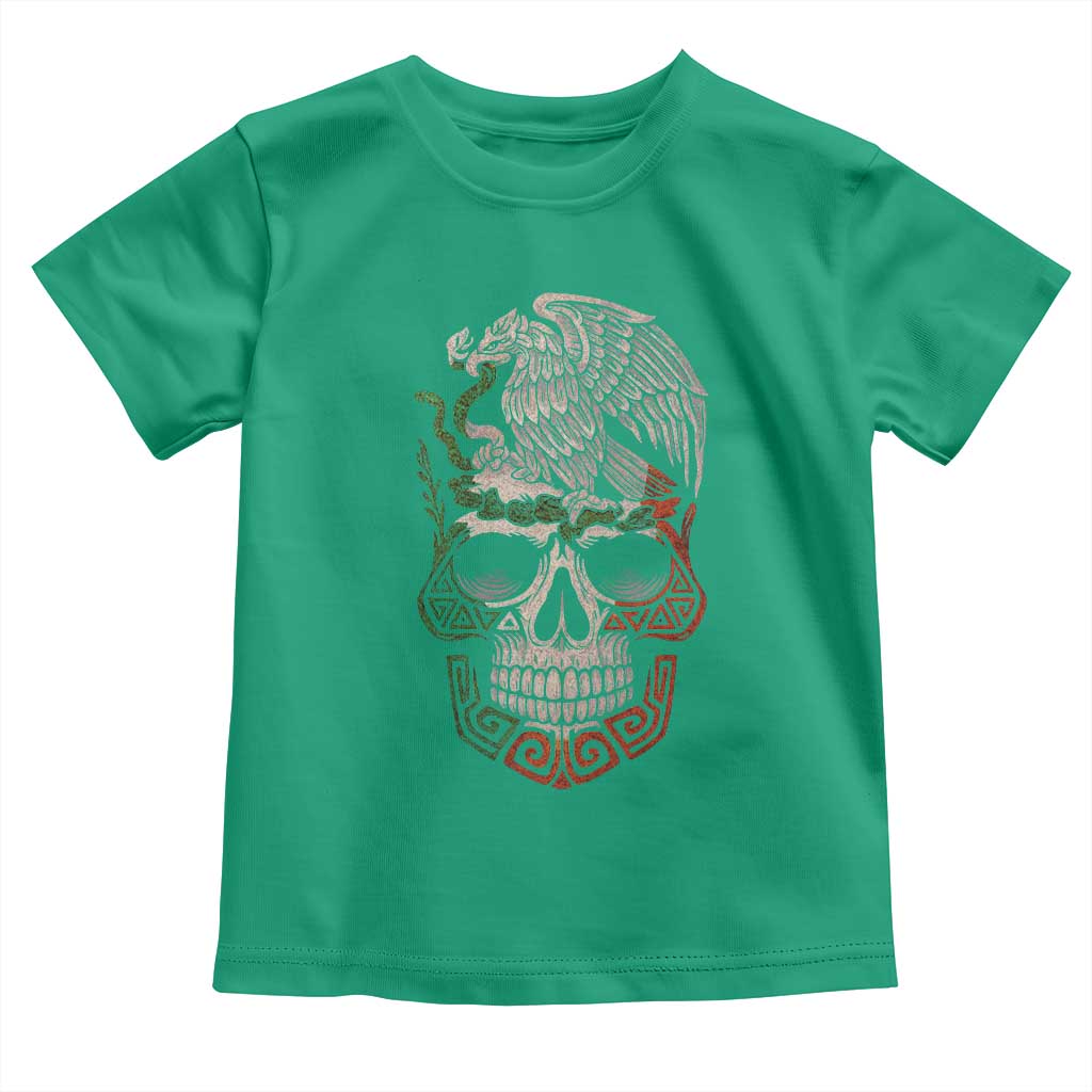 Mexico Coat of Arms Skull Toddler T Shirt Eagle Mexican Flag Mexico Heritage Roots TS10 Irish Green Print Your Wear
