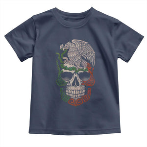Mexico Coat of Arms Skull Toddler T Shirt Eagle Mexican Flag Mexico Heritage Roots TS10 Navy Print Your Wear