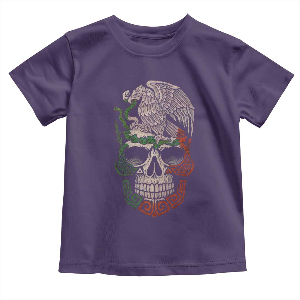 Mexico Coat of Arms Skull Toddler T Shirt Eagle Mexican Flag Mexico Heritage Roots TS10 Purple Print Your Wear