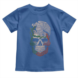 Mexico Coat of Arms Skull Toddler T Shirt Eagle Mexican Flag Mexico Heritage Roots TS10 Royal Blue Print Your Wear