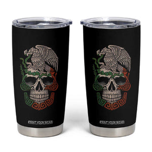 Mexico Coat of Arms Skull Tumbler Cup Eagle Mexican Flag Mexico Heritage Roots TS10 Black Print Your Wear