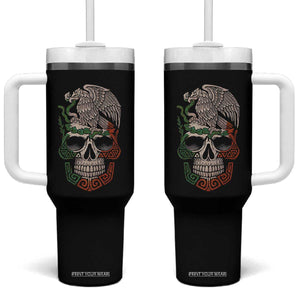 Mexico Coat of Arms Skull Tumbler With Handle Eagle Mexican Flag Mexico Heritage Roots TS10 One Size: 40 oz Black Print Your Wear