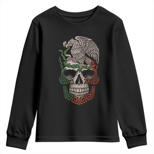 Mexico Coat of Arms Skull Youth Sweatshirt Eagle Mexican Flag Mexico Heritage Roots TS10 Black Print Your Wear