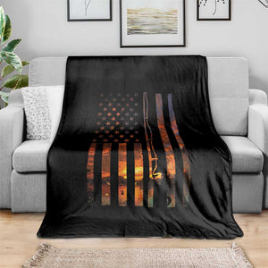 American Flag Fishing Throw Blanket Fish Fisher Fisherman Fishing Rod Sunset TS10 Print Your Wear