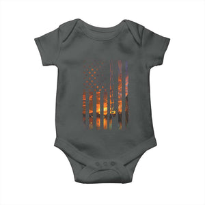 American Flag Fishing Baby Onesie Fish Fisher Fisherman Fishing Rod Sunset TS10 Dark Heather Print Your Wear
