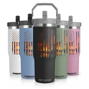American Flag Fishing Flip Straw Tumbler Fish Fisher Fisherman Fishing Rod Sunset TS10 Print Your Wear