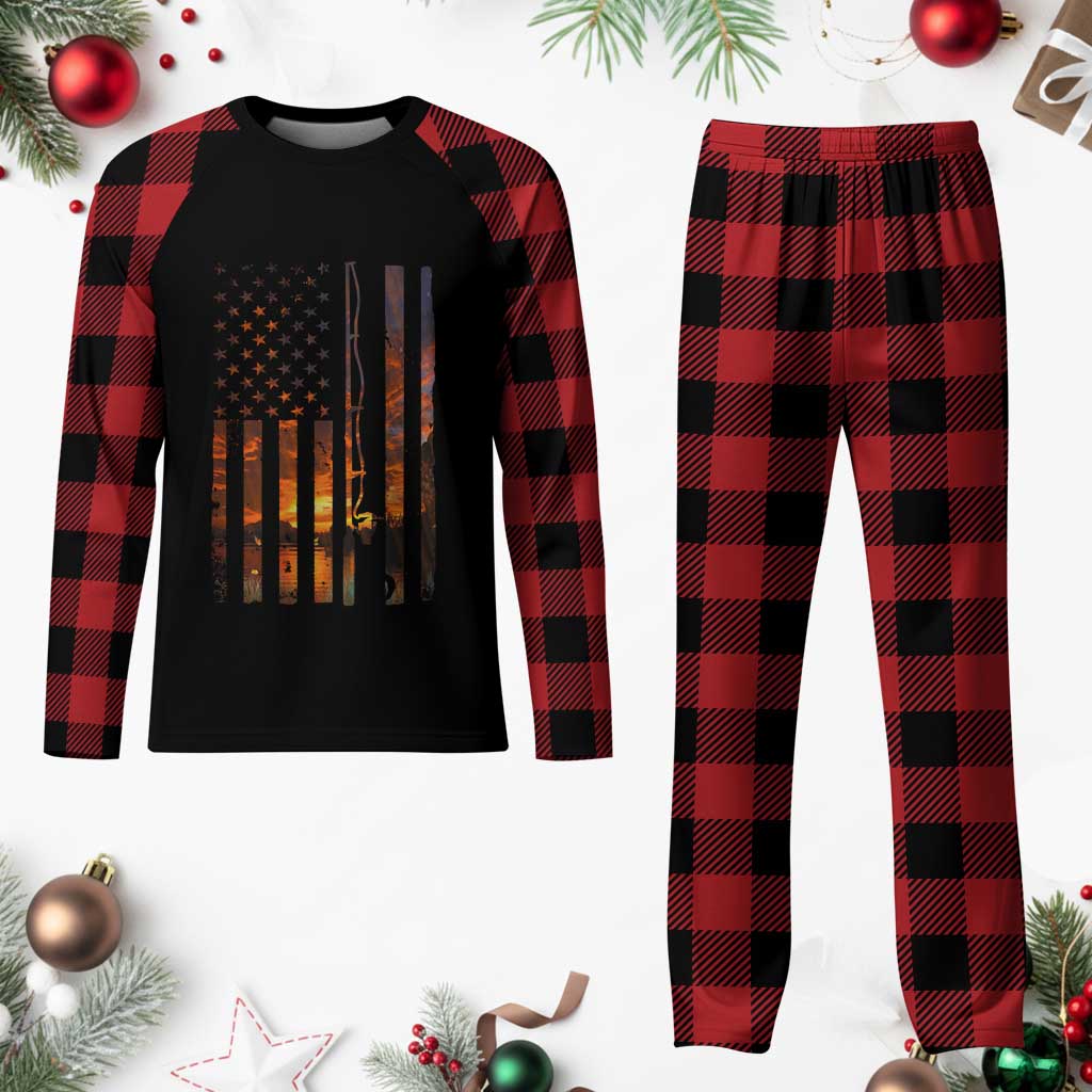 American Flag Fishing Plaid Pajama Set Fish Fisher Fisherman Fishing Rod Sunset TS10 Buffalo Plaid Print Your Wear