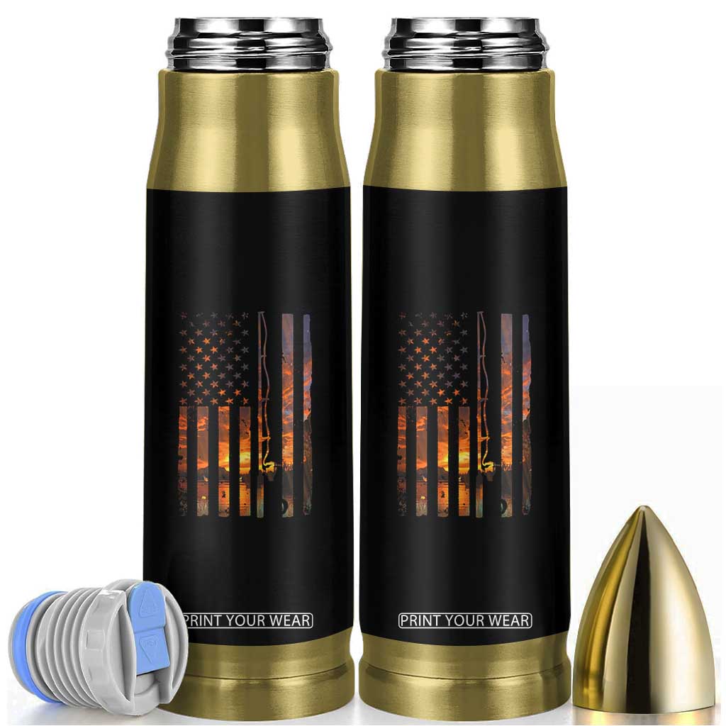 American Flag Fishing Bullet Tumbler Fish Fisher Fisherman Fishing Rod Sunset TS10 Black Print Your Wear