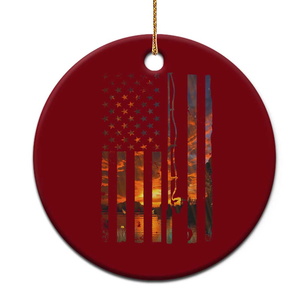 American Flag Fishing Ceramic Ornament Fish Fisher Fisherman Fishing Rod Sunset TS10 1pc Red Print Your Wear
