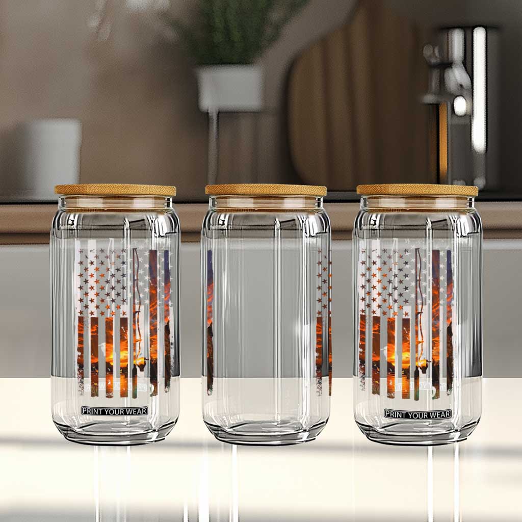 American Flag Fishing Glass Can Fish Fisher Fisherman Fishing Rod Sunset TS10 Print Your Wear