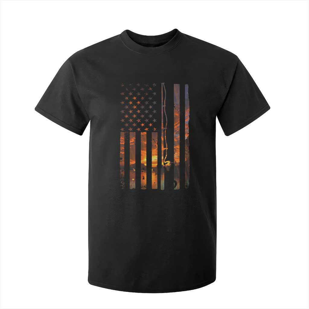 American Flag Fishing T Shirt For Kid Fish Fisher Fisherman Fishing Rod Sunset TS10 Black Print Your Wear