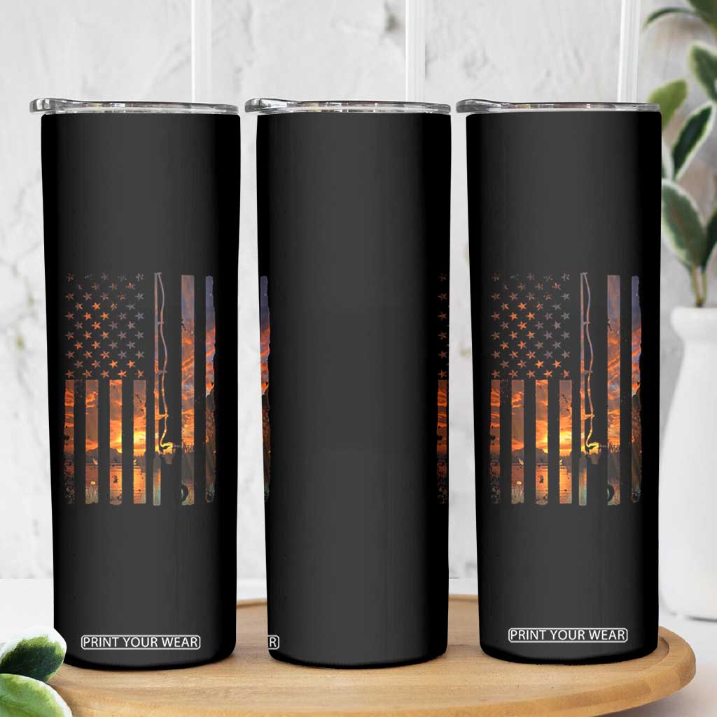 American Flag Fishing Skinny Tumbler Fish Fisher Fisherman Fishing Rod Sunset TS10 Print Your Wear