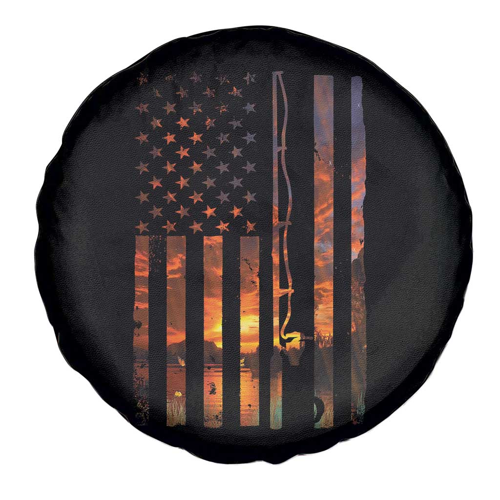 American Flag Fishing Spare Tire Cover Fish Fisher Fisherman Fishing Rod Sunset TS10 Print Your Wear