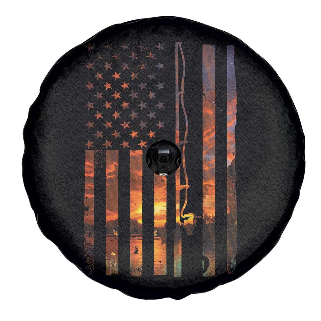 American Flag Fishing Spare Tire Cover Fish Fisher Fisherman Fishing Rod Sunset TS10 Print Your Wear