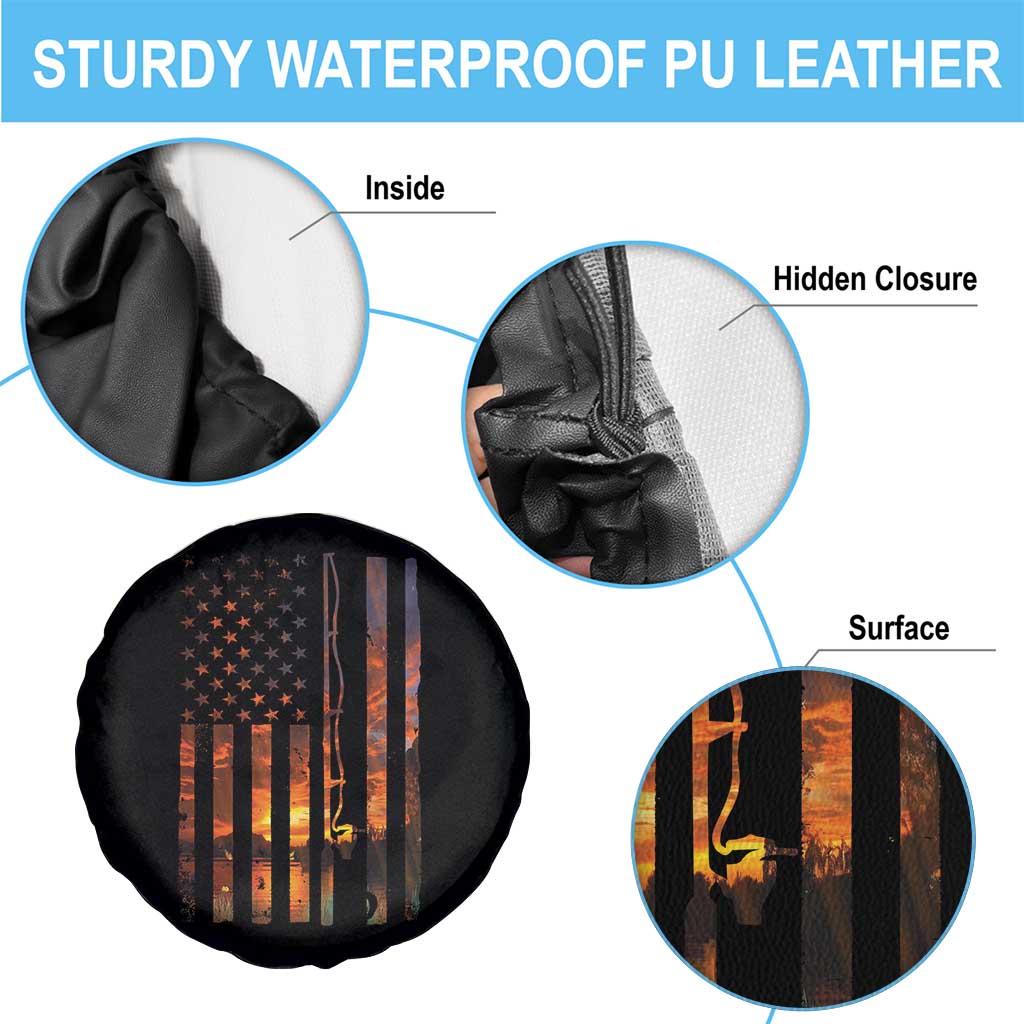 American Flag Fishing Spare Tire Cover Fish Fisher Fisherman Fishing Rod Sunset TS10 Print Your Wear