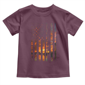 American Flag Fishing Toddler T Shirt Fish Fisher Fisherman Fishing Rod Sunset TS10 Maroon Print Your Wear