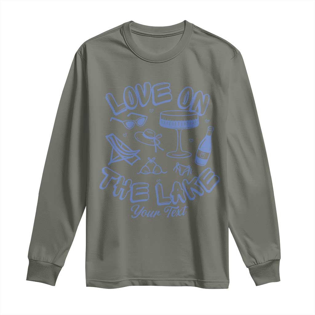 Personalized Love on the Lake Bachelorette Long Sleeve Shirt Custom Text Camp Bach Party TS10 Military Green Print Your Wear