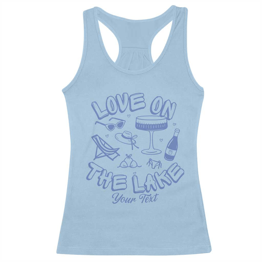 Personalized Love on the Lake Bachelorette Racerback Tank TopCustom Text Camp Bach Party TS10 Light Blue Print Your Wear