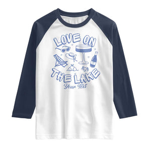 Love on the Lake Bachelorette Raglan Shirt Custom Camp Bach Party TS10 White Navy Print Your Wear