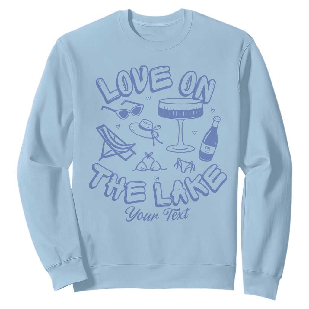 Personalized Love on the Lake Bachelorette Sweatshirt Custom Text Camp Bach Party TS10 Light Blue Print Your Wear