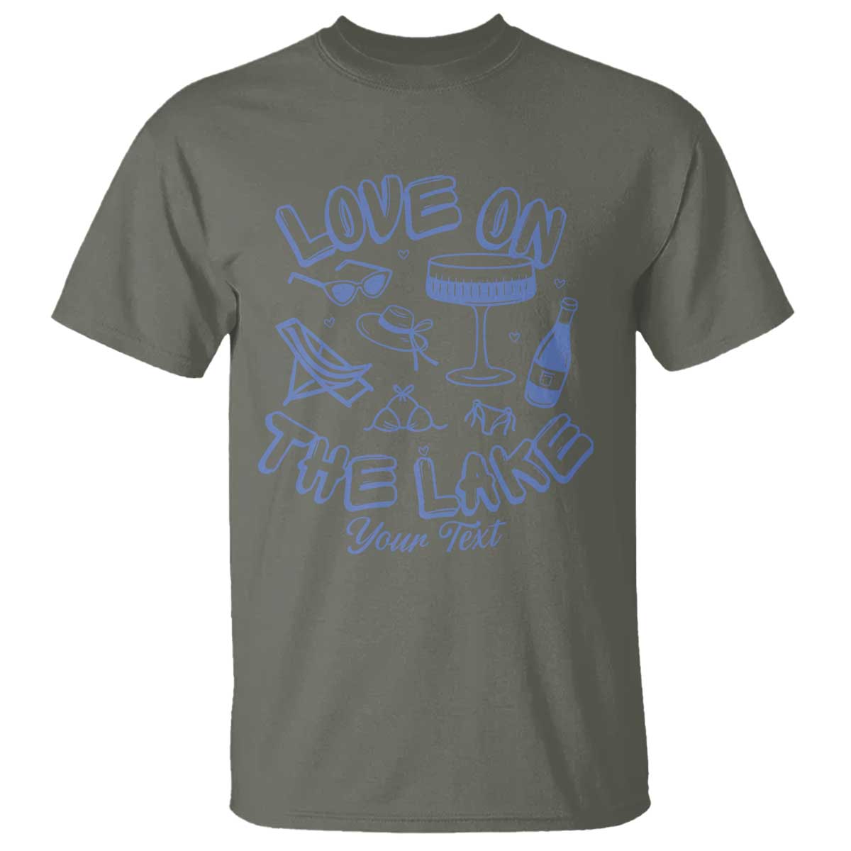 Personalized Love on the Lake Bachelorette T Shirt Custom Text Camp Bach Party TS10 Military Green Print Your Wear