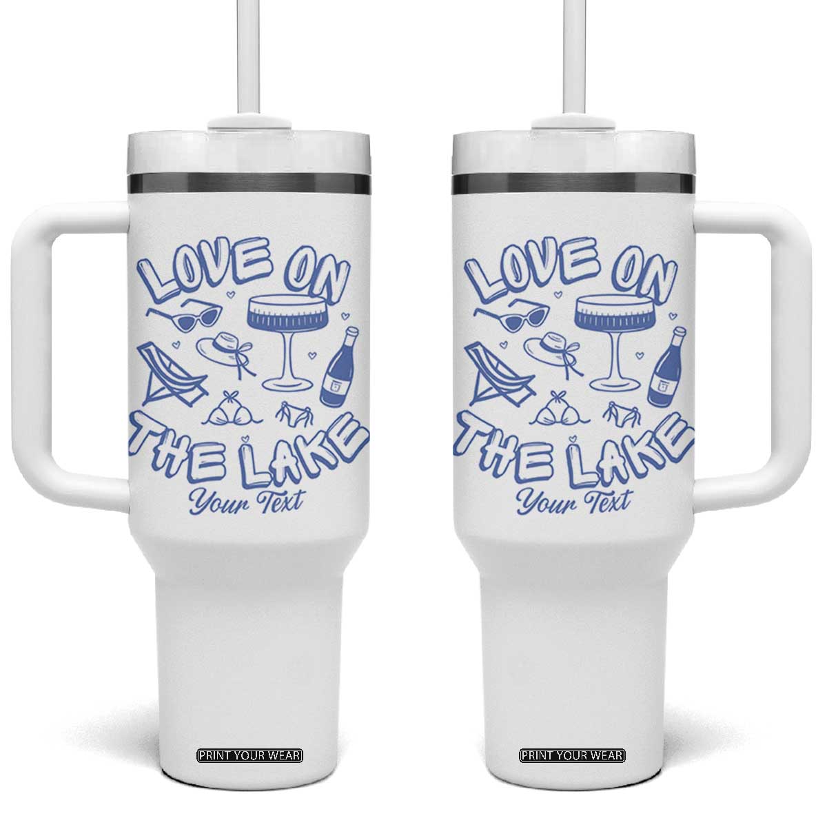 Personalized Love on the Lake Bachelorette Tumbler With Handle Custom Text Camp Bach Party TS10 One Size: 40 oz White Print Your Wear