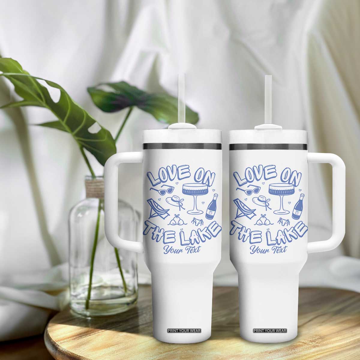 Personalized Love on the Lake Bachelorette Tumbler With Handle Custom Text Camp Bach Party TS10 Print Your Wear