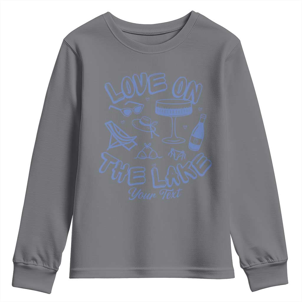 Personalized Love on the Lake Bachelorette Youth Sweatshirt Custom Text Camp Bach Party TS10 Charcoal Print Your Wear