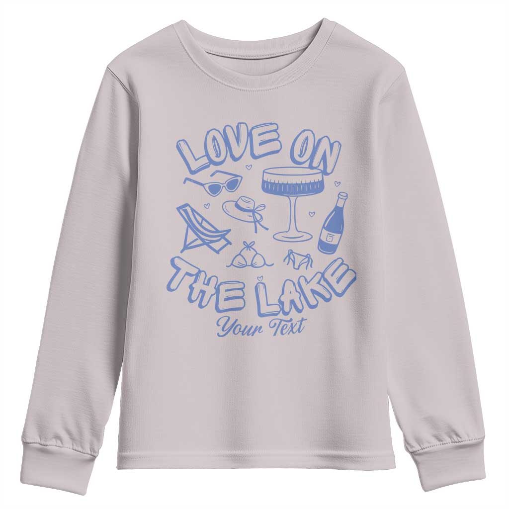 Personalized Love on the Lake Bachelorette Youth Sweatshirt Custom Text Camp Bach Party TS10 Ice Gray Print Your Wear