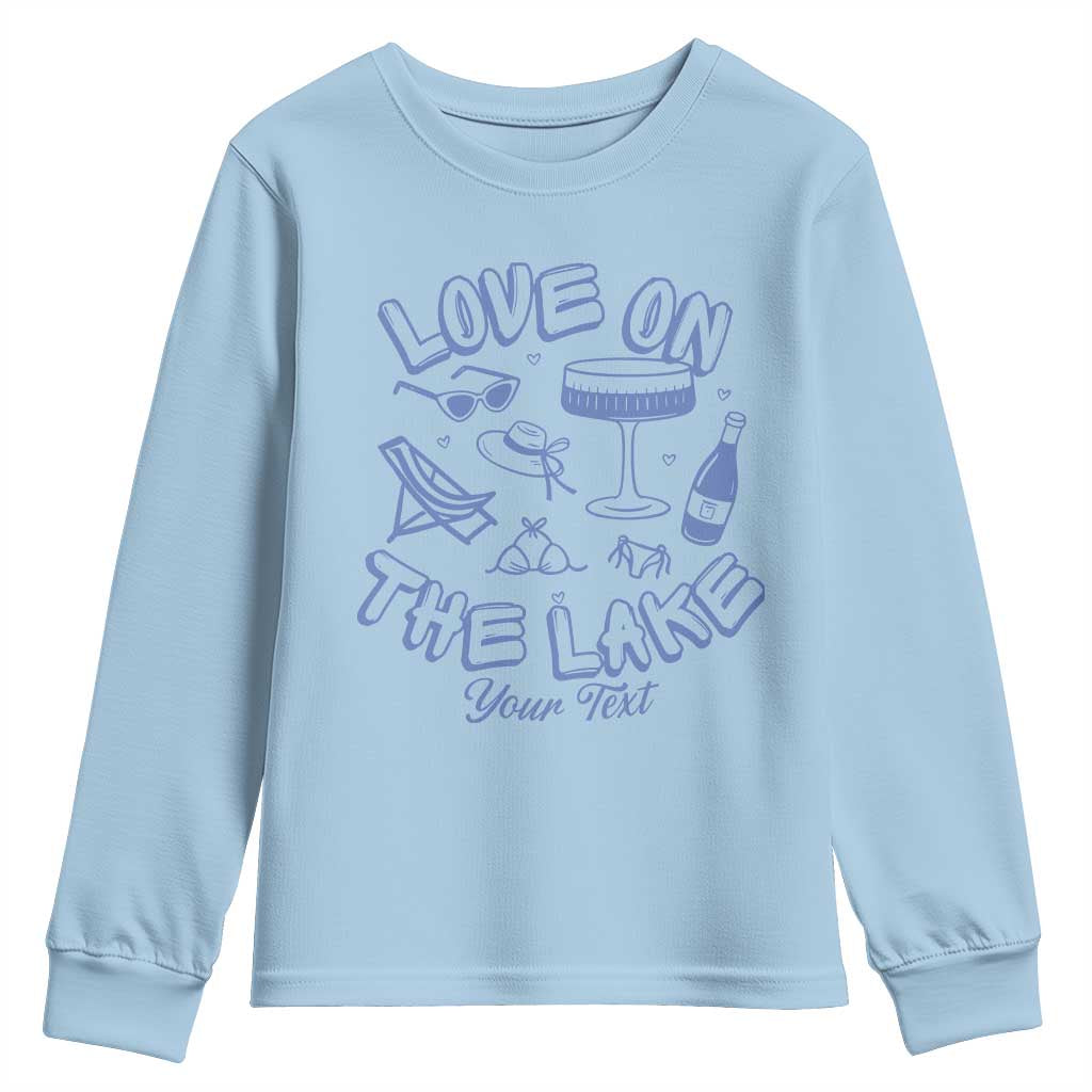 Personalized Love on the Lake Bachelorette Youth Sweatshirt Custom Text Camp Bach Party TS10 Light Blue Print Your Wear