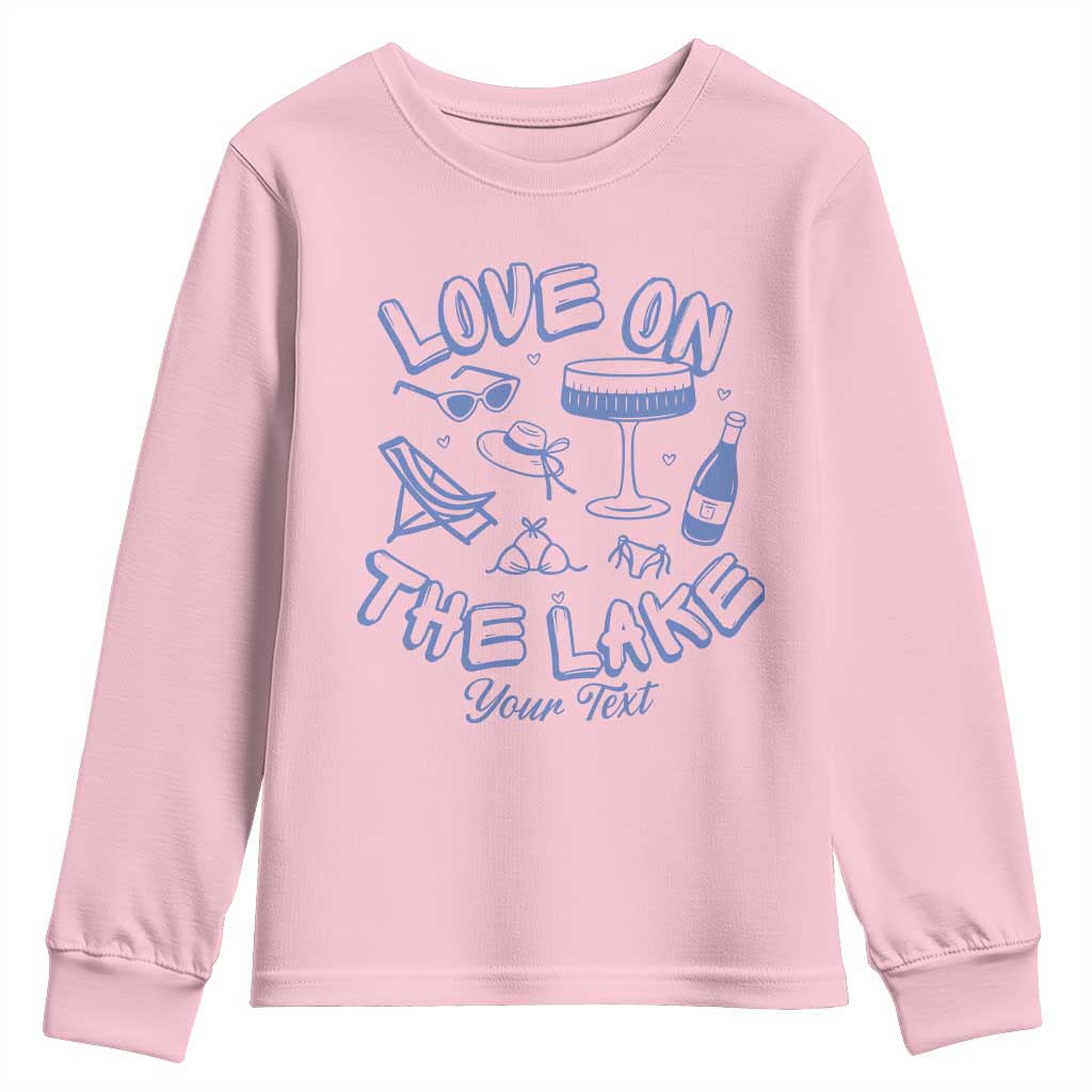 Personalized Love on the Lake Bachelorette Youth Sweatshirt Custom Text Camp Bach Party TS10 Light Pink Print Your Wear