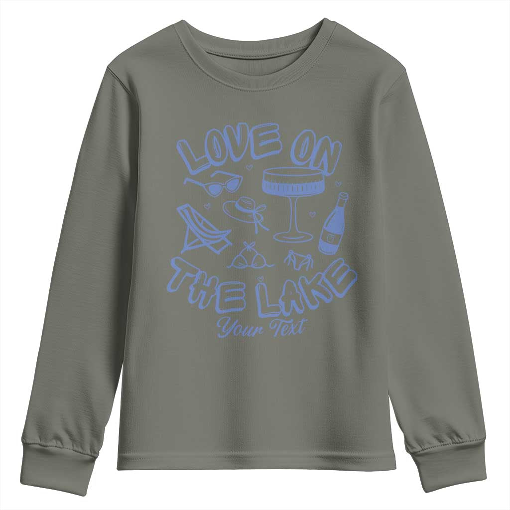 Personalized Love on the Lake Bachelorette Youth Sweatshirt Custom Text Camp Bach Party TS10 Military Green Print Your Wear